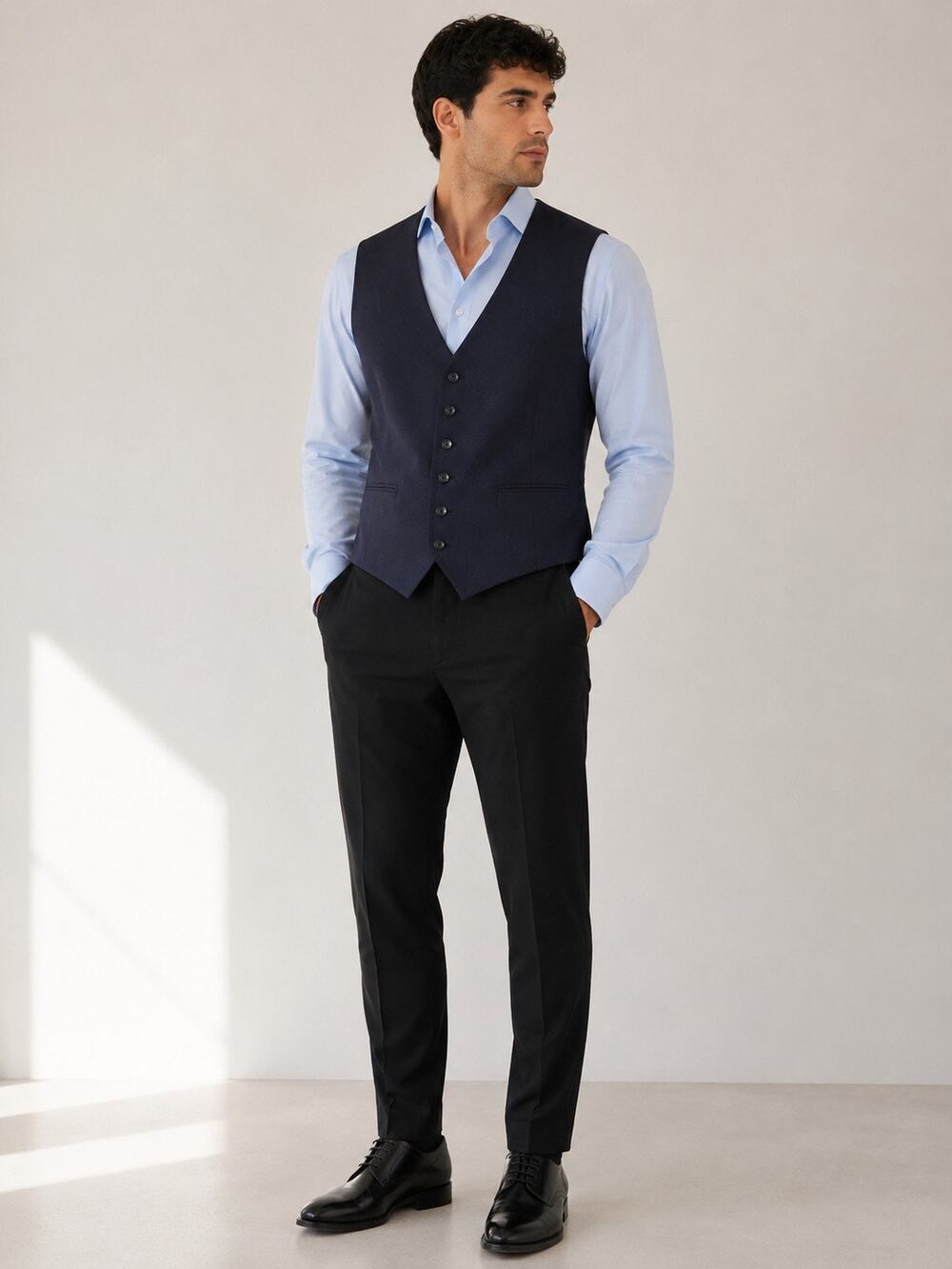 Navy ?Wool Men's Vest ? Size 46 XL XXL Waistcoat